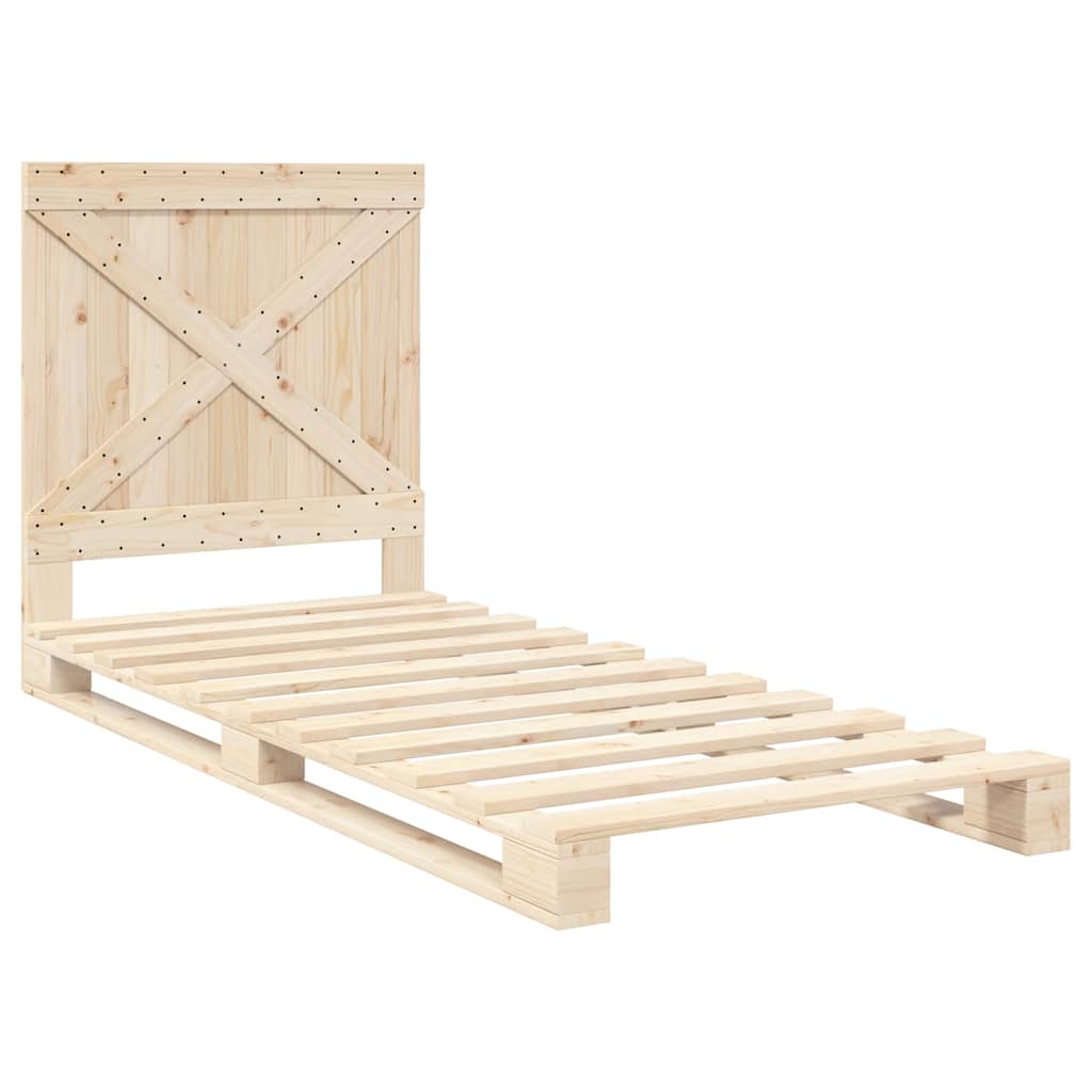 Bedframe met hoofdbord massief grenenhout 90x200 cm is nu te koop bij PeponiXL, paradijselijk wonen!