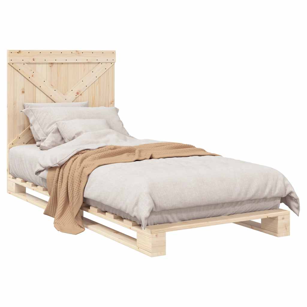 Bedframe met hoofdbord massief grenenhout 90x200 cm is nu te koop bij PeponiXL, paradijselijk wonen!