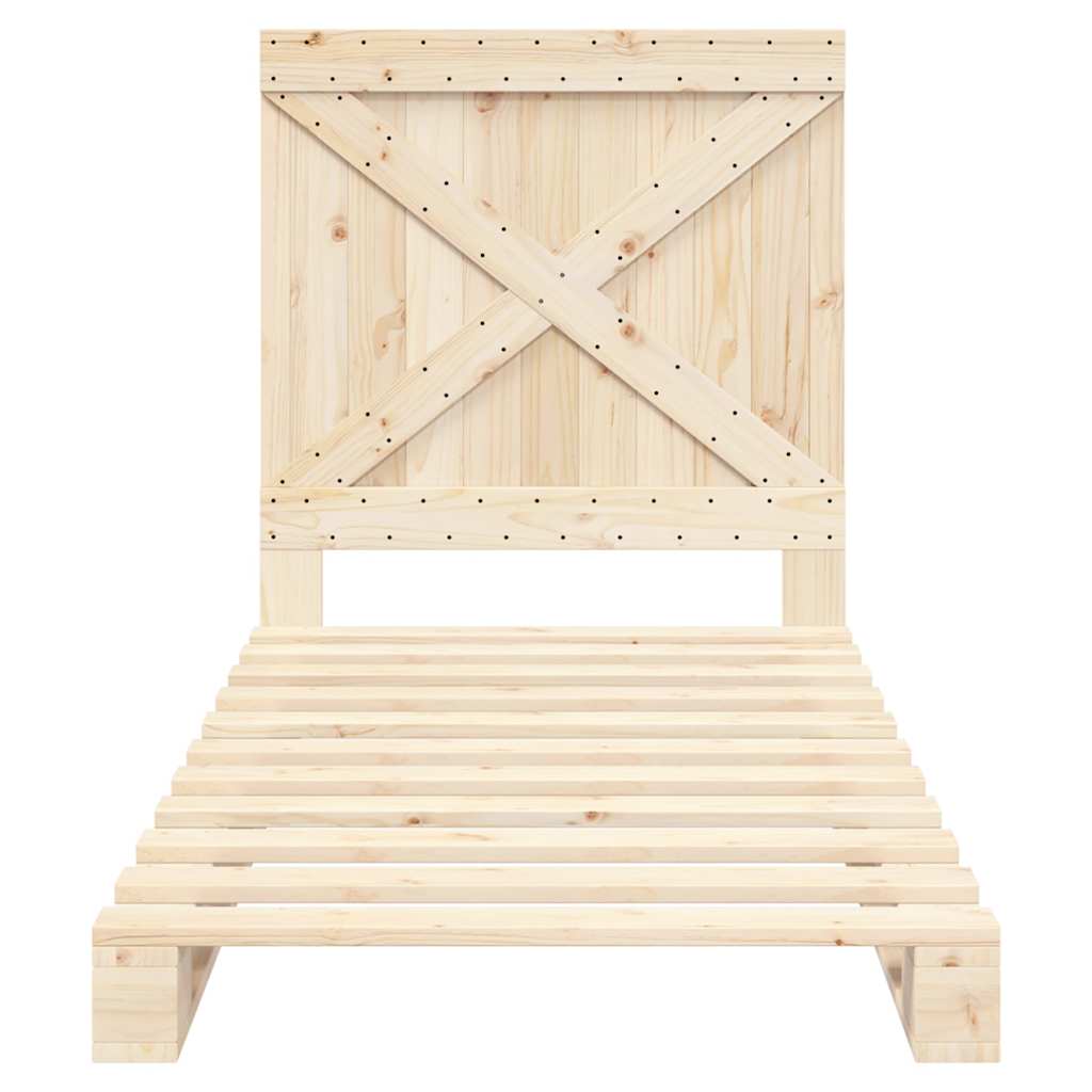 Bedframe met hoofdbord massief grenenhout 90x200 cm is nu te koop bij PeponiXL, paradijselijk wonen!
