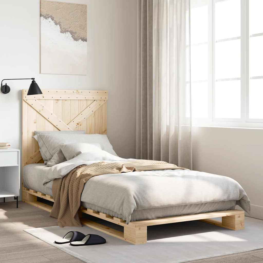Bedframe met hoofdbord massief grenenhout 90x200 cm is nu te koop bij PeponiXL, paradijselijk wonen!