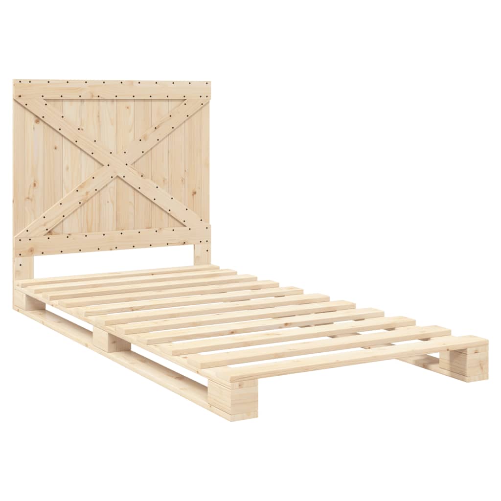 Bedframe met hoofdbord massief grenenhout 100x200 cm is nu te koop bij PeponiXL, paradijselijk wonen!