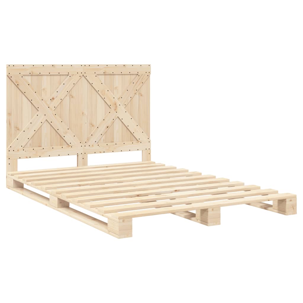 Bedframe met hoofdbord massief grenenhout wit 140x200 cm is nu te koop bij PeponiXL, paradijselijk wonen!