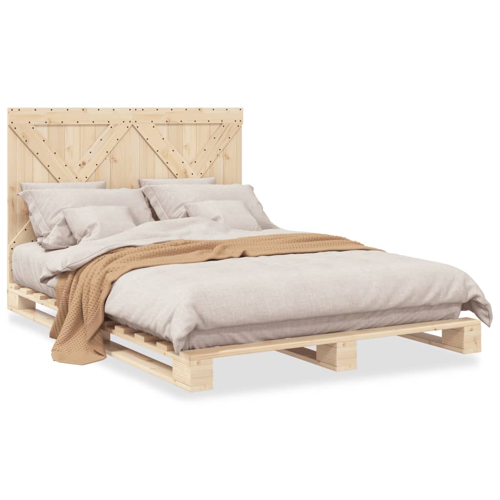 Bedframe met hoofdbord massief grenenhout 160x200 cm is nu te koop bij PeponiXL, paradijselijk wonen!
