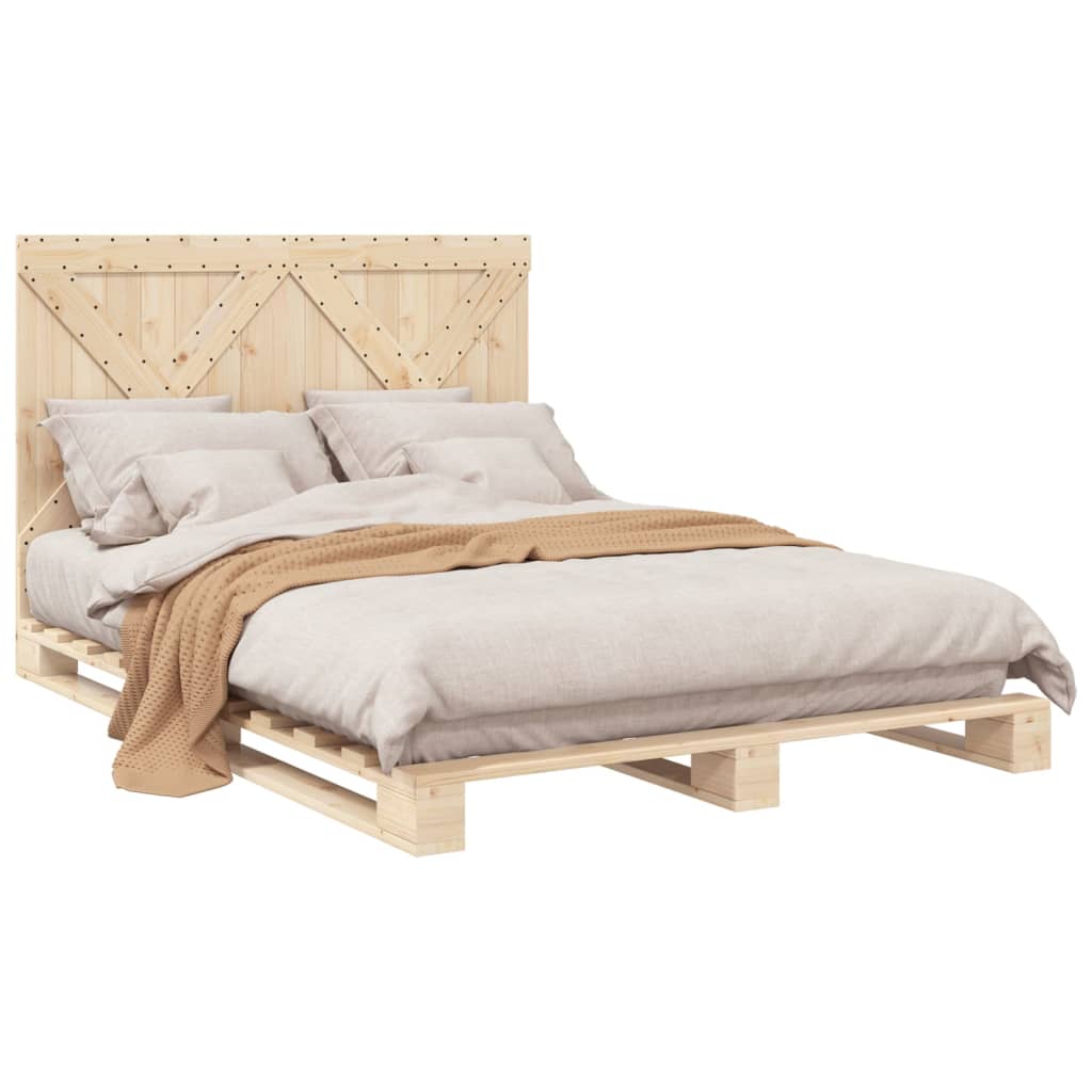 Bedframe met hoofdbord massief grenenhout 160x200 cm is nu te koop bij PeponiXL, paradijselijk wonen!