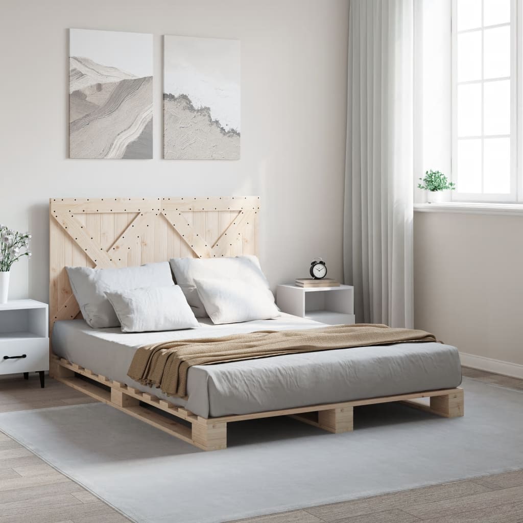 Bedframe met hoofdbord massief grenenhout 160x200 cm is nu te koop bij PeponiXL, paradijselijk wonen!