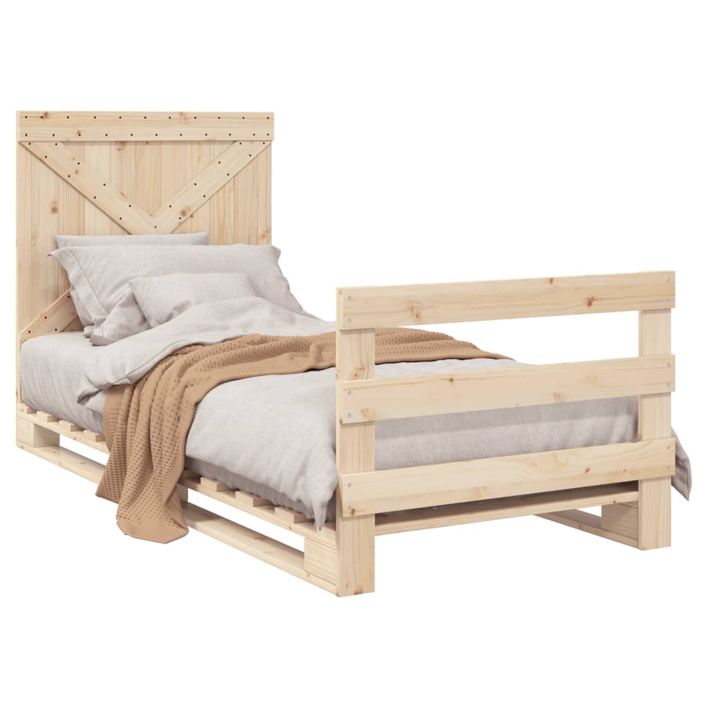 Bedframe met hoofdbord massief grenenhout 90x200 cm is nu te koop bij PeponiXL, paradijselijk wonen!