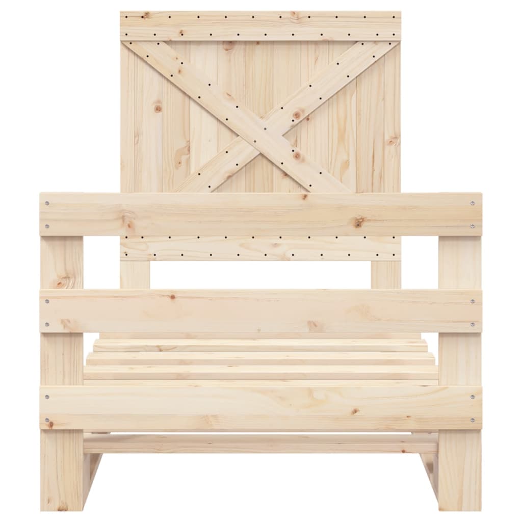 Bedframe met hoofdbord massief grenenhout 90x200 cm is nu te koop bij PeponiXL, paradijselijk wonen!