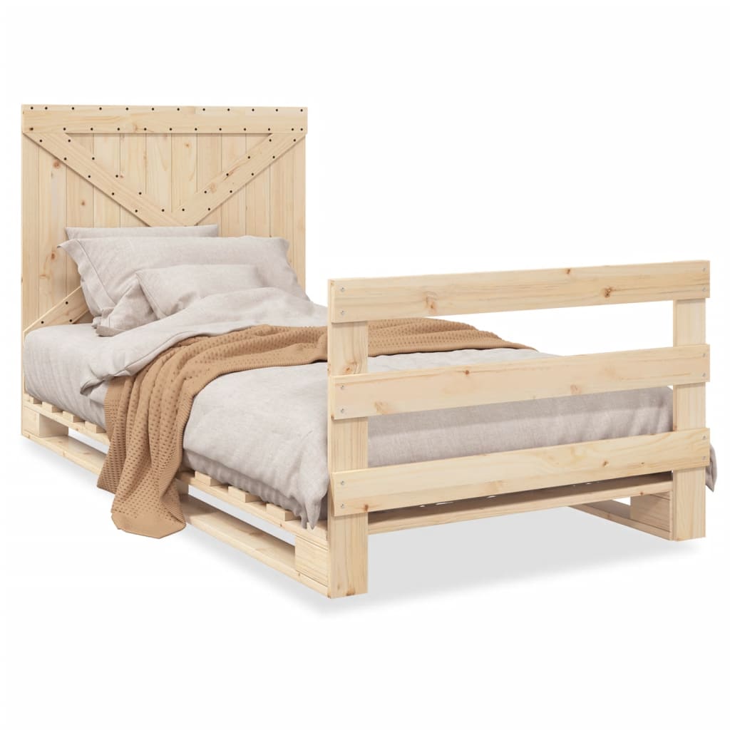 Bedframe met hoofdbord massief grenenhout 100x200 cm is nu te koop bij PeponiXL, paradijselijk wonen!