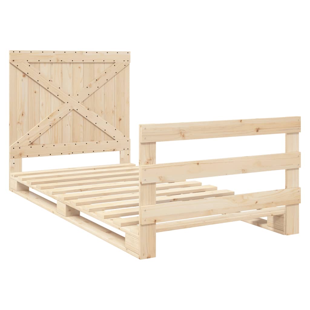 Bedframe met hoofdbord massief grenenhout 100x200 cm is nu te koop bij PeponiXL, paradijselijk wonen!