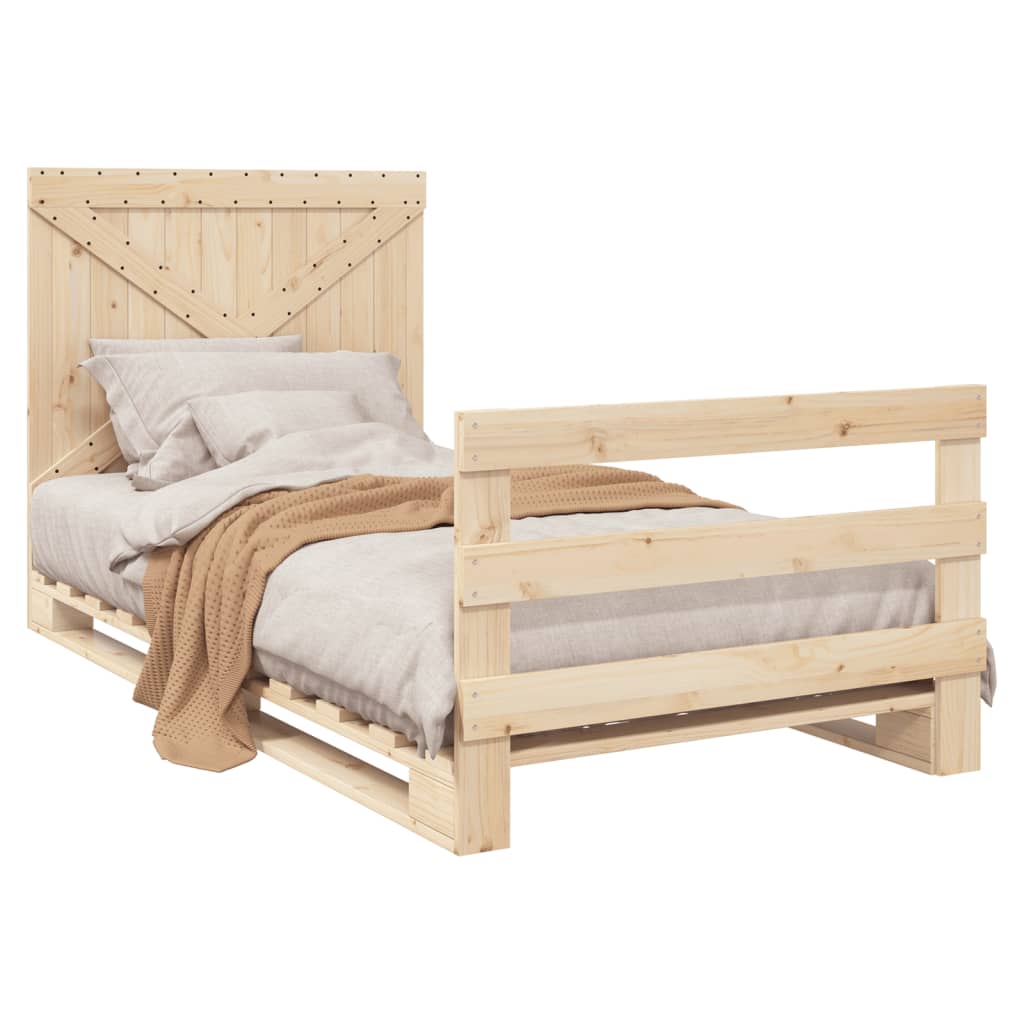 Bedframe met hoofdbord massief grenenhout 100x200 cm is nu te koop bij PeponiXL, paradijselijk wonen!