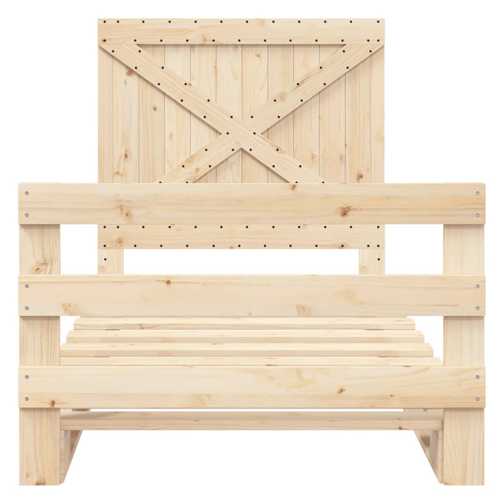 Bedframe met hoofdbord massief grenenhout 100x200 cm is nu te koop bij PeponiXL, paradijselijk wonen!