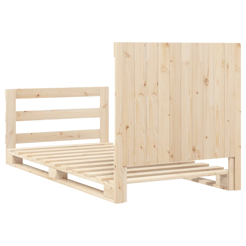 Bedframe met hoofdbord massief grenenhout 100x200 cm is nu te koop bij PeponiXL, paradijselijk wonen!