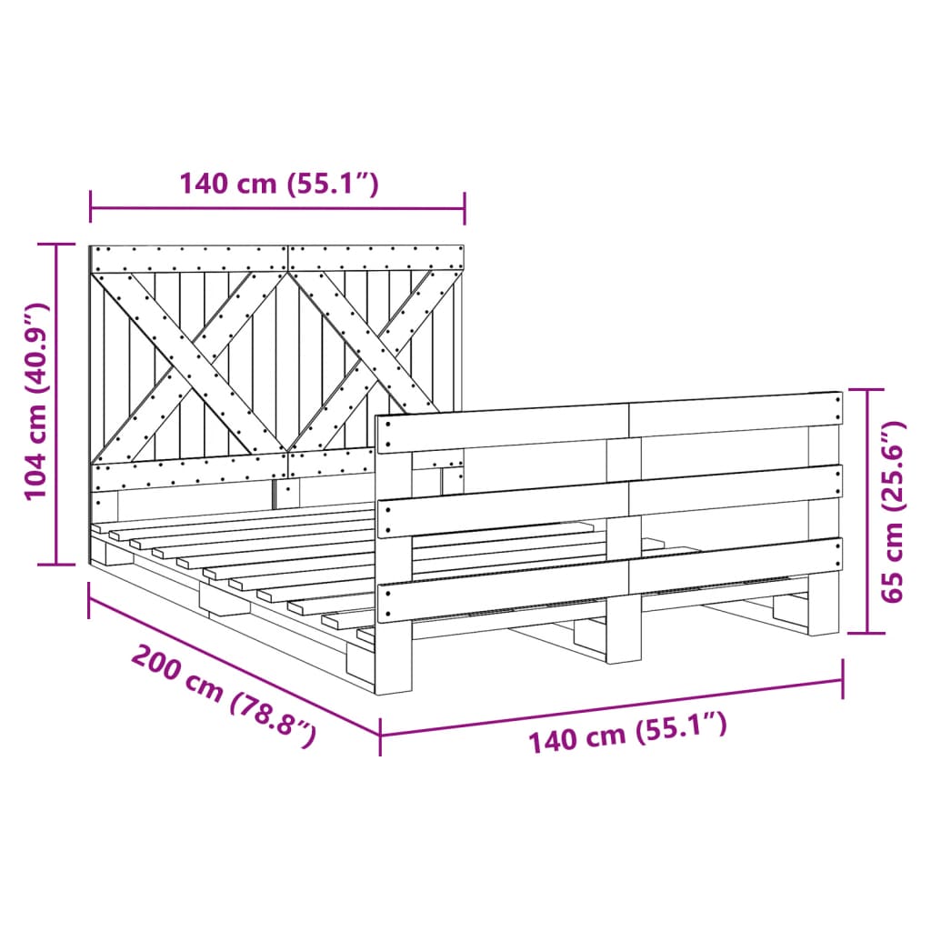 Bedframe met hoofdbord massief grenenhout wit 140x200 cm is nu te koop bij PeponiXL, paradijselijk wonen!