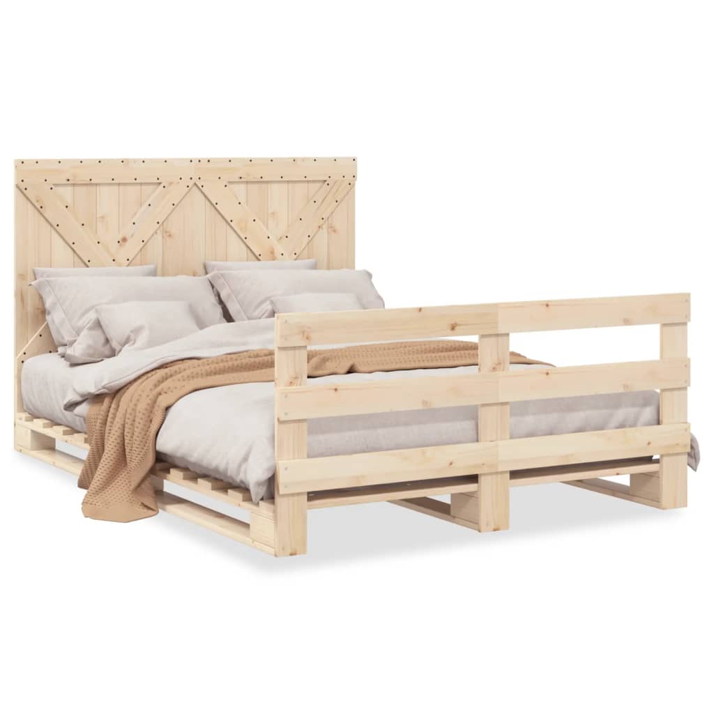 Bedframe met hoofdbord massief grenenhout 160x200 cm is nu te koop bij PeponiXL, paradijselijk wonen!