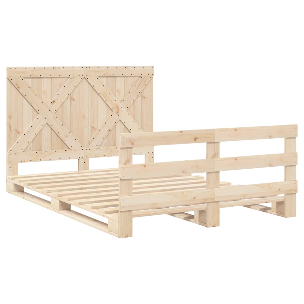 Bedframe met hoofdbord massief grenenhout 160x200 cm is nu te koop bij PeponiXL, paradijselijk wonen!