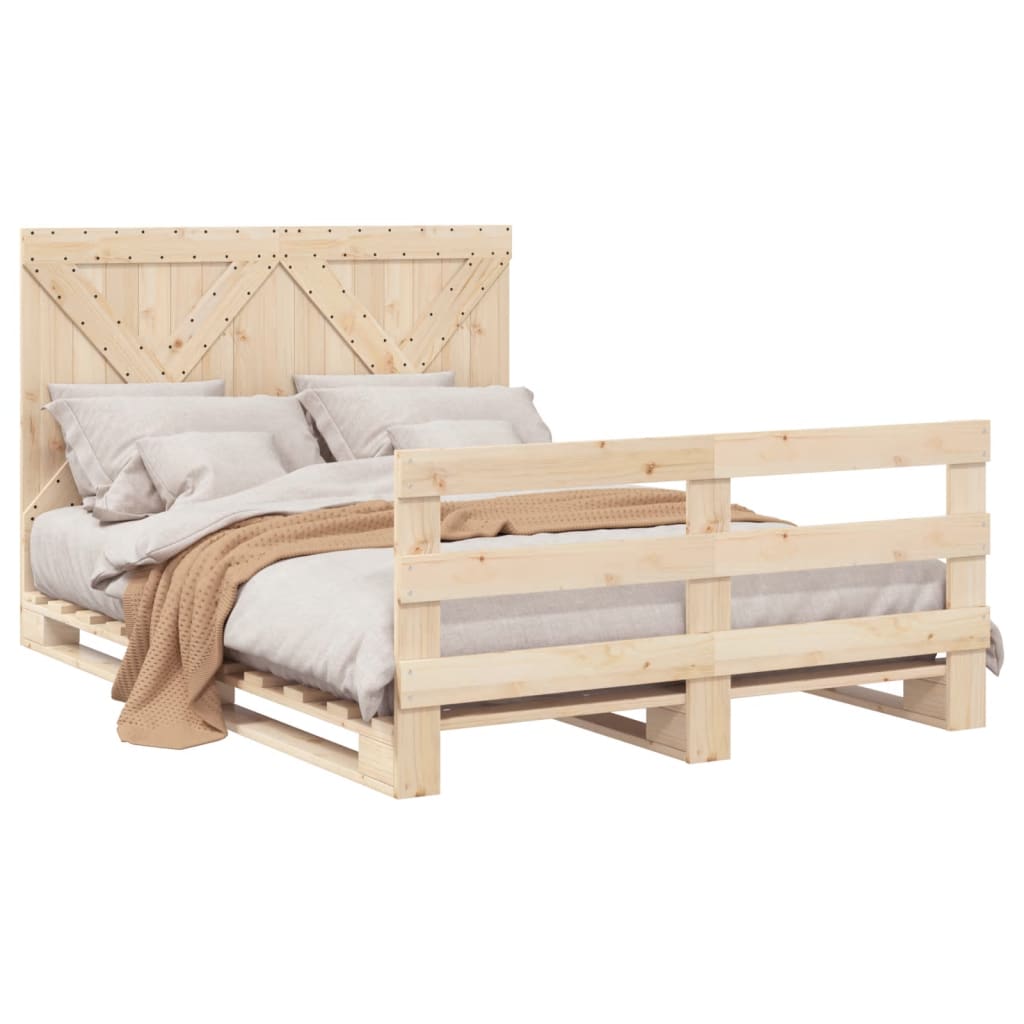 Bedframe met hoofdbord massief grenenhout 160x200 cm is nu te koop bij PeponiXL, paradijselijk wonen!