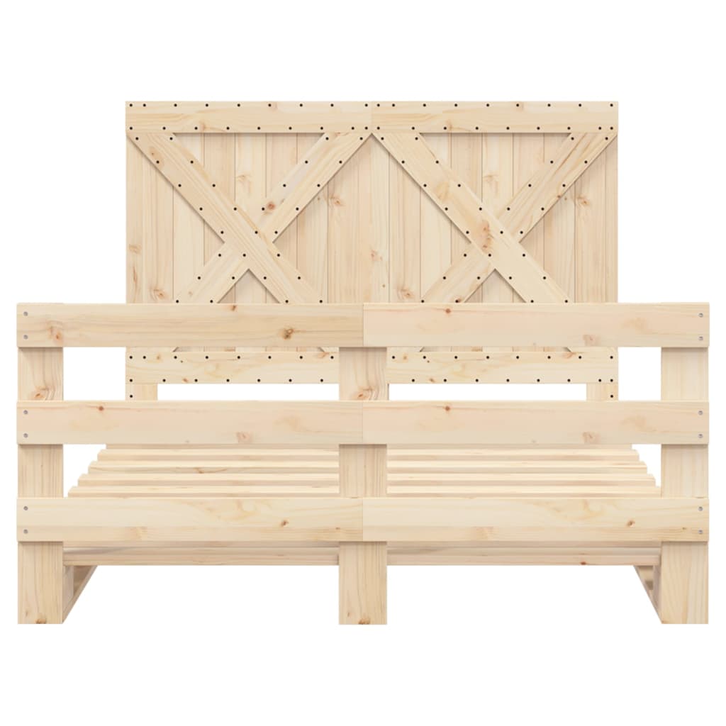 Bedframe met hoofdbord massief grenenhout 160x200 cm is nu te koop bij PeponiXL, paradijselijk wonen!