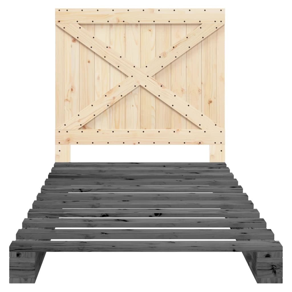 Bedframe met hoofdbord massief grenenhout grijs 100x200 cm is nu te koop bij PeponiXL, paradijselijk wonen!