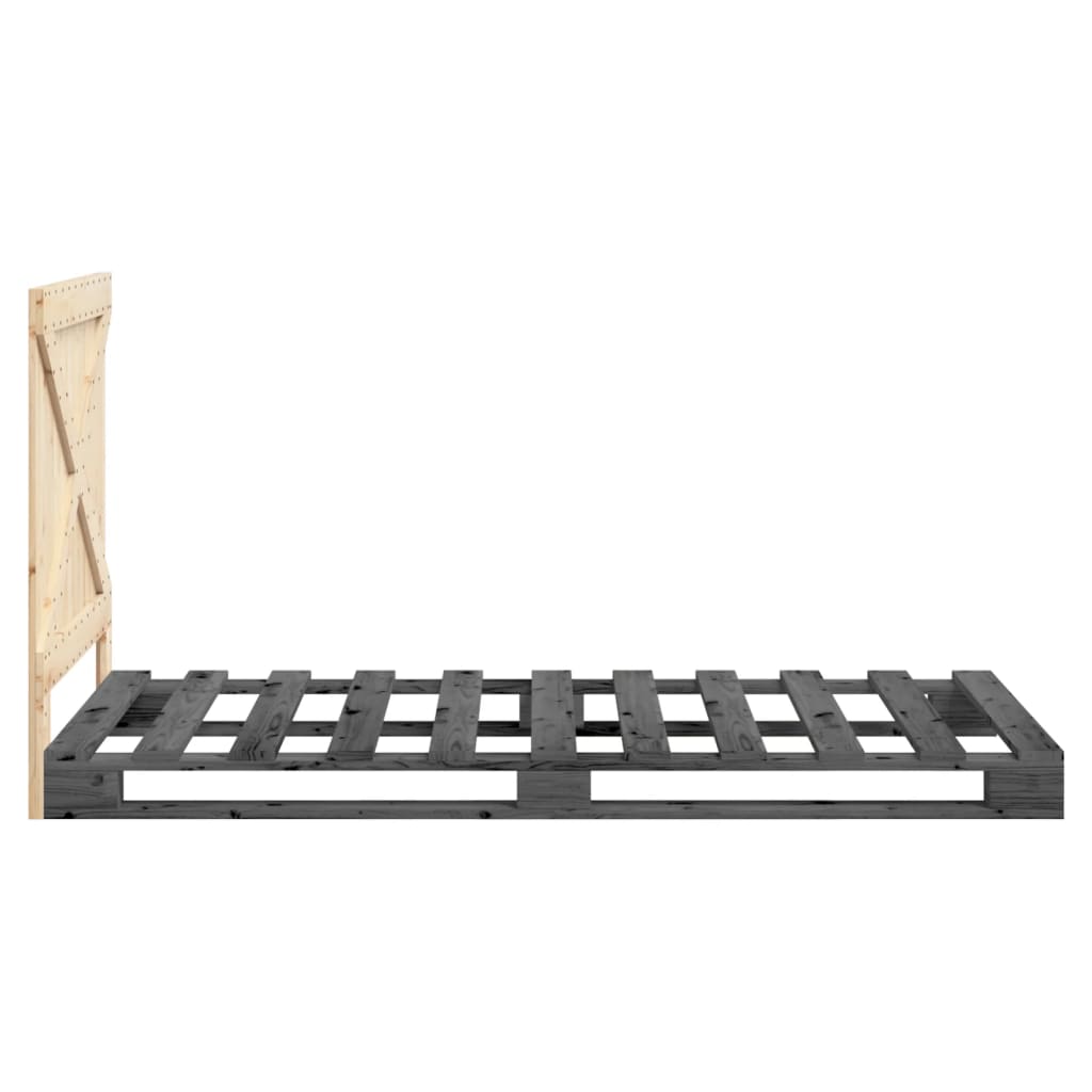Bedframe met hoofdbord massief grenenhout grijs 100x200 cm is nu te koop bij PeponiXL, paradijselijk wonen!