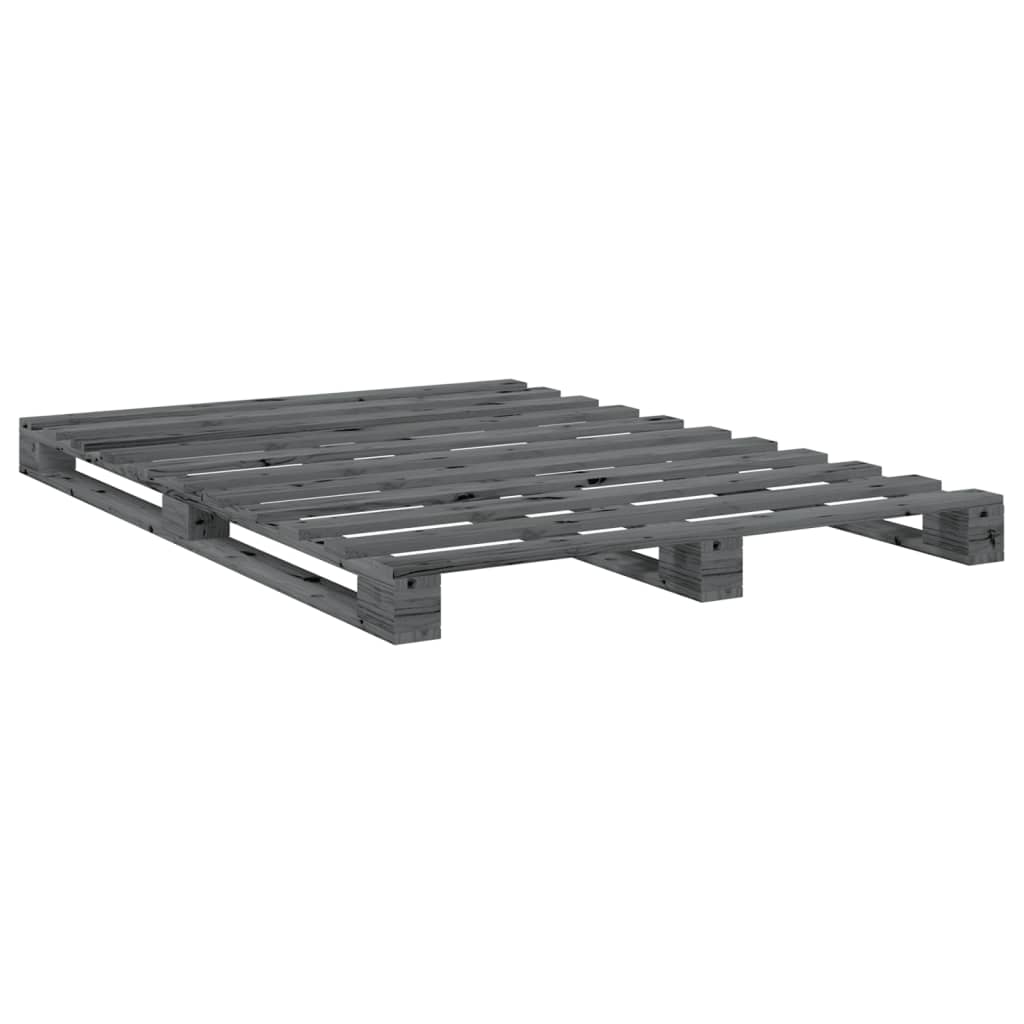 Bedframe met hoofdbord massief grenenhout grijs 140x200 cm is nu te koop bij PeponiXL, paradijselijk wonen!