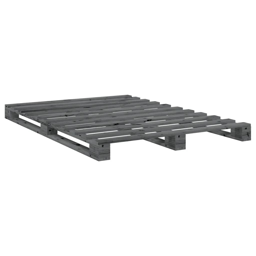 Bedframe met hoofdbord massief grenenhout grijs 160x200 cm is nu te koop bij PeponiXL, paradijselijk wonen!