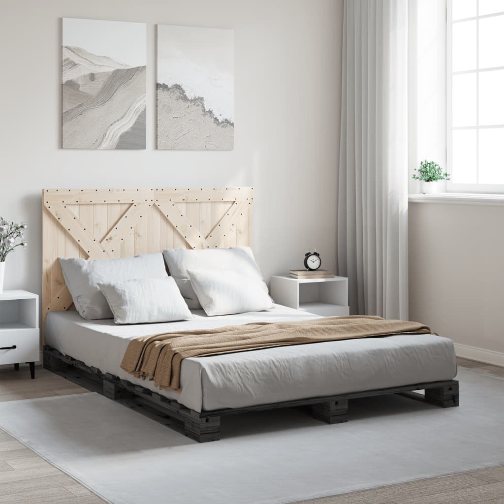 Bedframe met hoofdbord massief grenenhout grijs 160x200 cm is nu te koop bij PeponiXL, paradijselijk wonen!