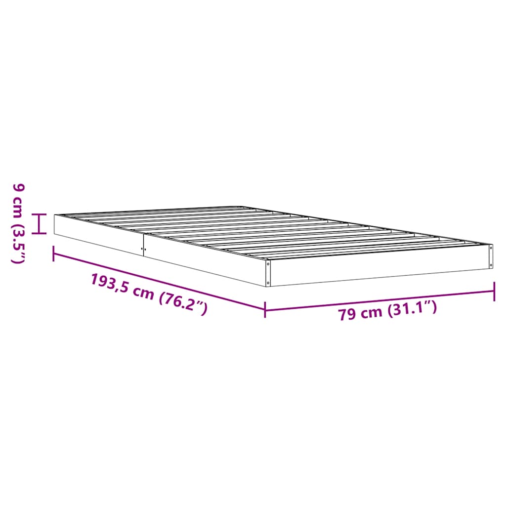 Bedframe massief grenenhout wasbruin 75x190 cm is nu te koop bij PeponiXL, paradijselijk wonen!
