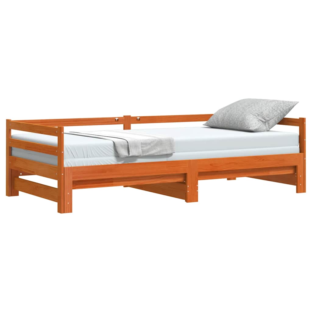 Slaapbank onderschuifbed zonder matras 90x190 cm hout wasbruin is nu te koop bij PeponiXL, paradijselijk wonen!