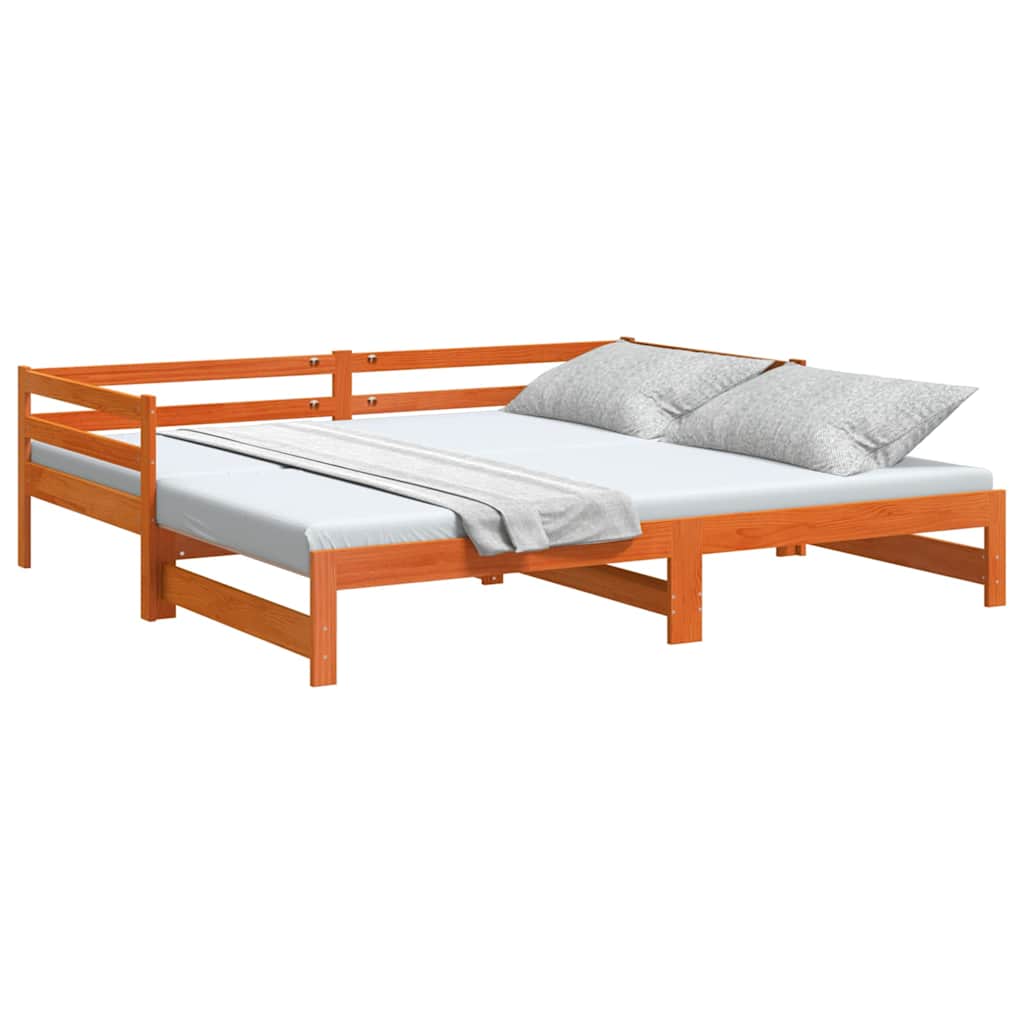 Slaapbank onderschuifbed zonder matras 90x190 cm hout wasbruin is nu te koop bij PeponiXL, paradijselijk wonen!