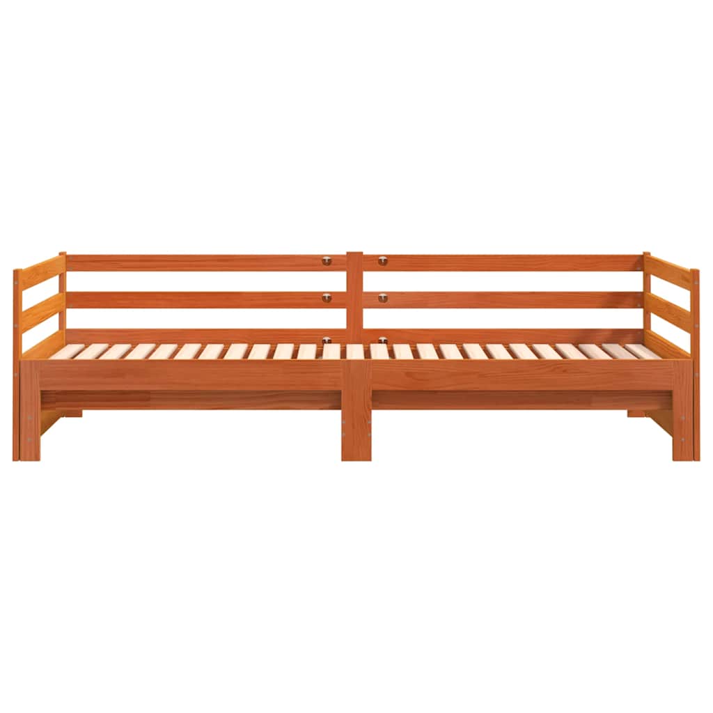 Slaapbank onderschuifbed zonder matras 90x190 cm hout wasbruin is nu te koop bij PeponiXL, paradijselijk wonen!