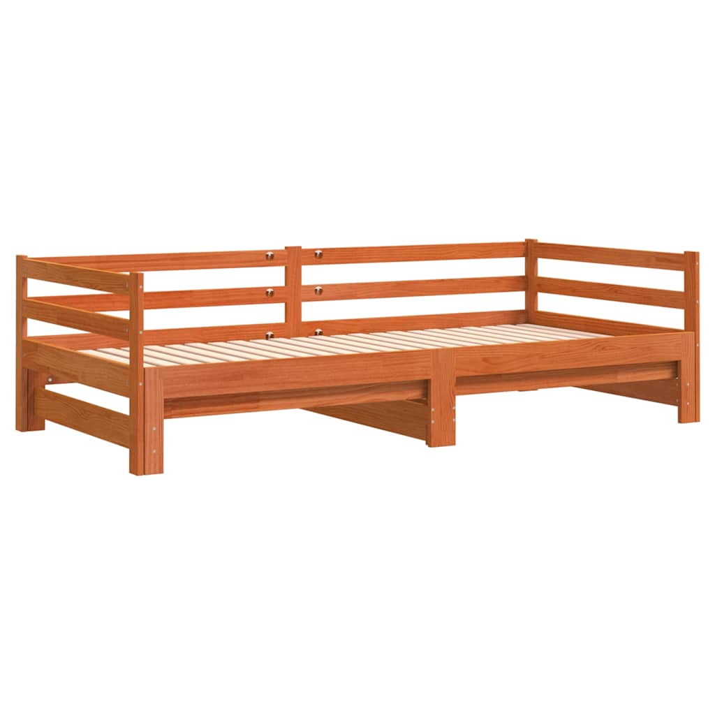 Slaapbank onderschuifbed zonder matras 90x190 cm hout wasbruin is nu te koop bij PeponiXL, paradijselijk wonen!