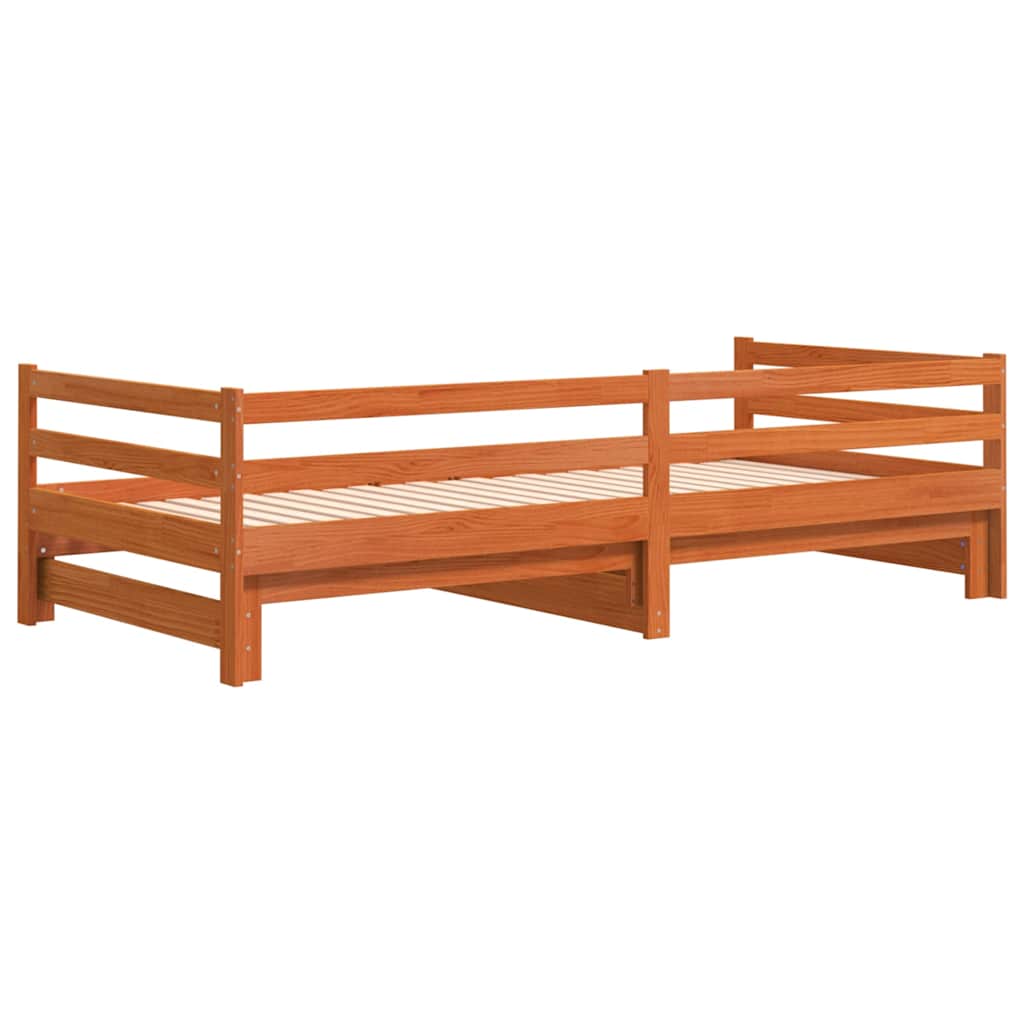 Slaapbank onderschuifbed zonder matras 90x190 cm hout wasbruin is nu te koop bij PeponiXL, paradijselijk wonen!
