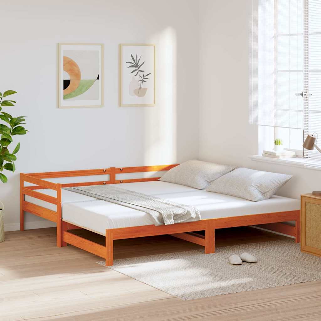 Slaapbank onderschuifbed zonder matras 90x190 cm hout wasbruin is nu te koop bij PeponiXL, paradijselijk wonen!