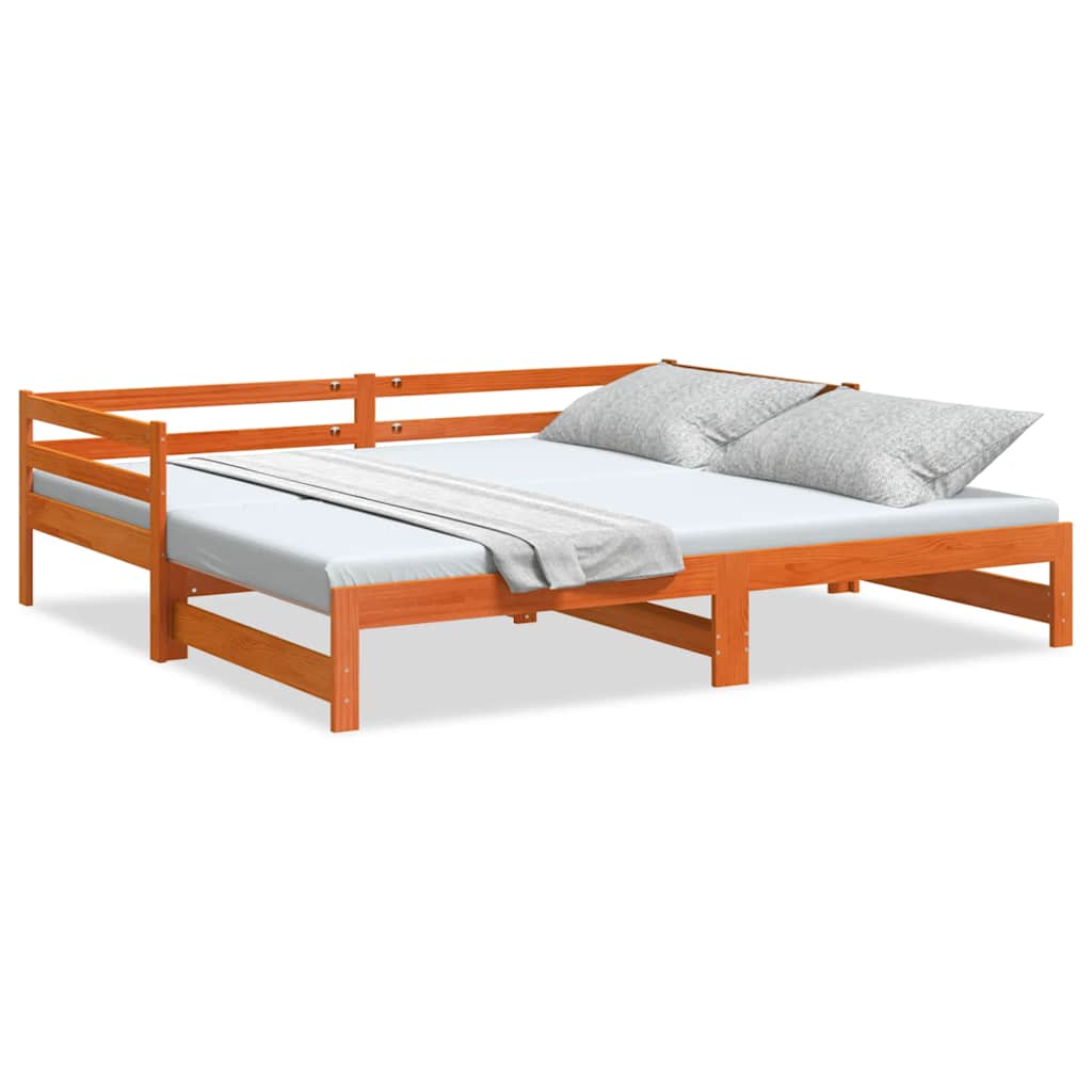 Slaapbank met onderschuifbed 80x200 cm massief grenenhout is nu te koop bij PeponiXL, paradijselijk wonen!