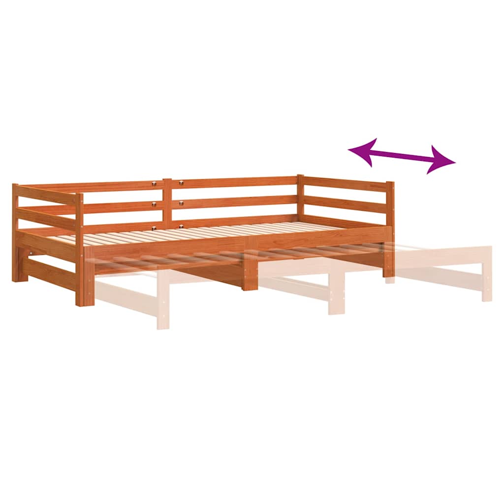 Slaapbank met onderschuifbed 80x200 cm massief grenenhout is nu te koop bij PeponiXL, paradijselijk wonen!