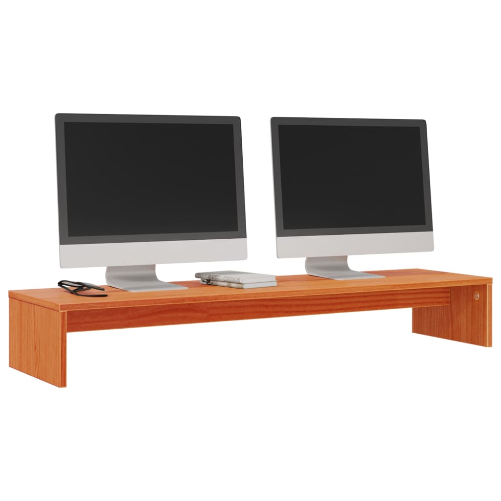 Monitorstandaard 100x27x15 cm massief grenenhout wasbruin is nu te koop bij PeponiXL, paradijselijk wonen!