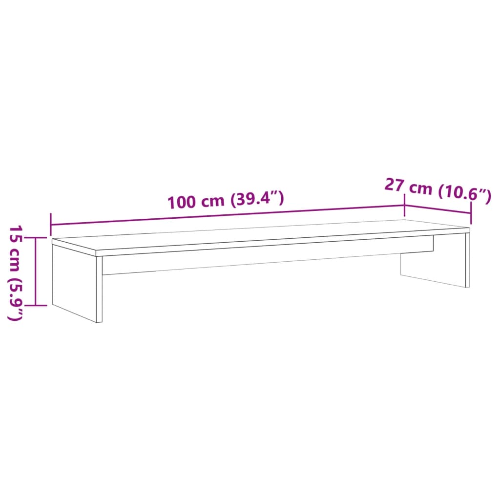 Monitorstandaard 100x27x15 cm massief grenenhout wasbruin is nu te koop bij PeponiXL, paradijselijk wonen!