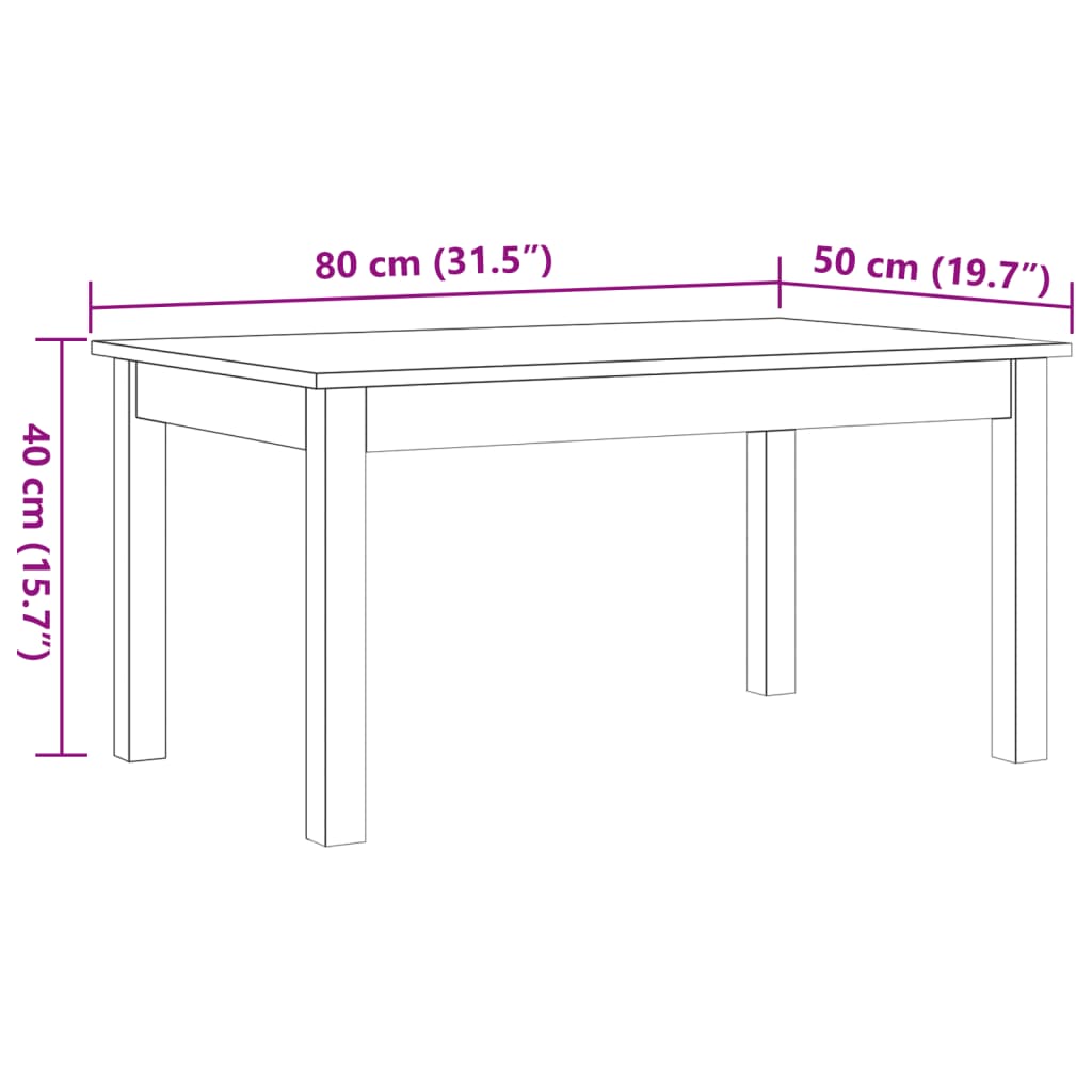 Salontafel 80x50x40 cm massief grenenhout wasbruin is nu te koop bij PeponiXL, paradijselijk wonen!