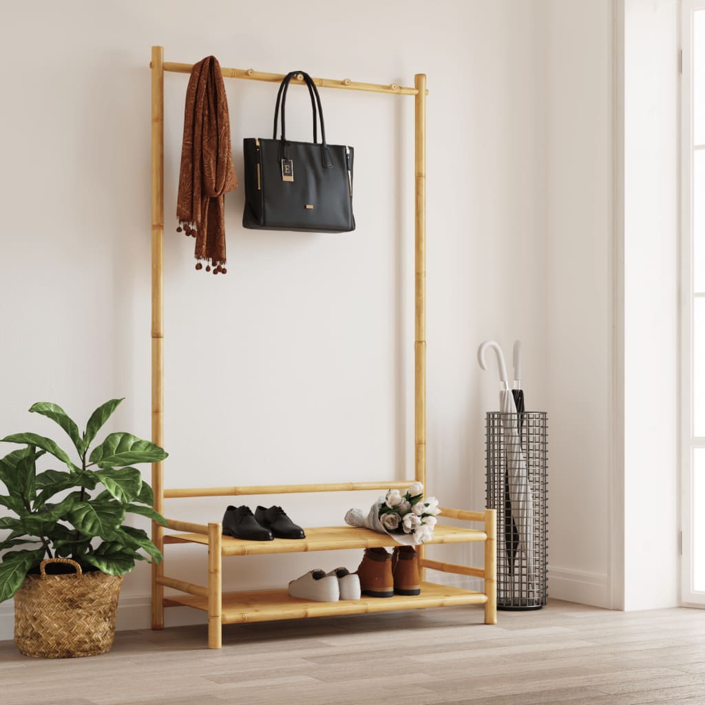 Kledingrek met schappen 103x40x183 cm bamboe is nu te koop bij PeponiXL, paradijselijk wonen!