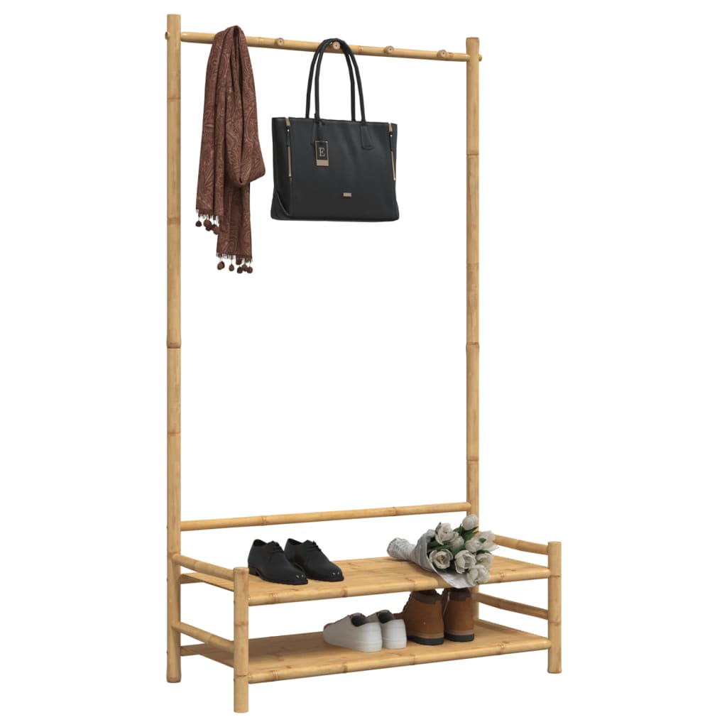 Kledingrek met schappen 103x40x183 cm bamboe is nu te koop bij PeponiXL, paradijselijk wonen!