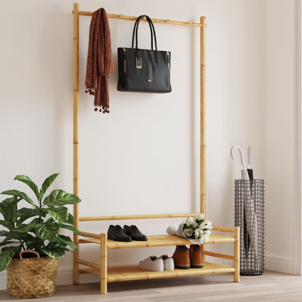Kledingrek met schappen 103x40x183 cm bamboe is nu te koop bij PeponiXL, paradijselijk wonen!