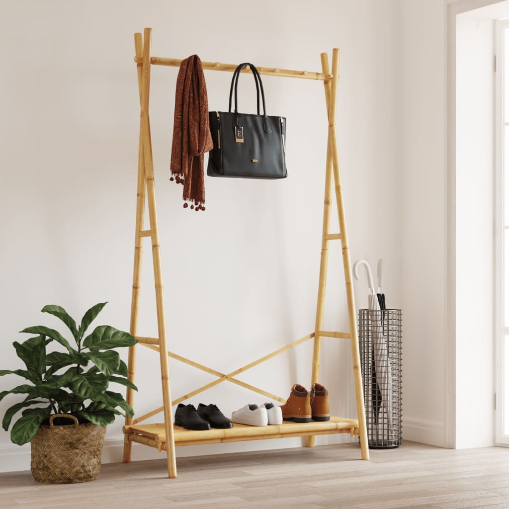 Kledingrek met schap 102x50x190 cm bamboe is nu te koop bij PeponiXL, paradijselijk wonen!