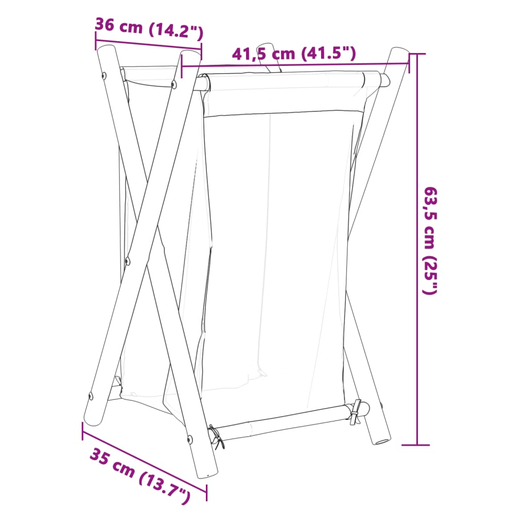 Wasmand 41,5x36x63,5 cm bamboe crèmewit is nu te koop bij PeponiXL, paradijselijk wonen!