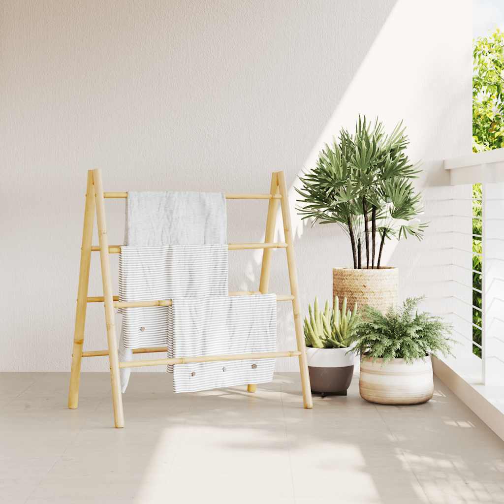 Handdoekladder met 4 sporten 90x50x100 cm bamboe is nu te koop bij PeponiXL, paradijselijk wonen!