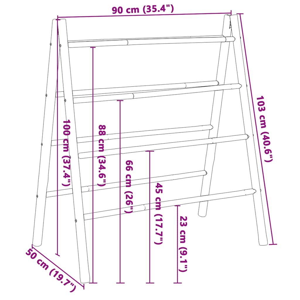 Handdoekladder met 4 sporten 90x50x100 cm bamboe is nu te koop bij PeponiXL, paradijselijk wonen!