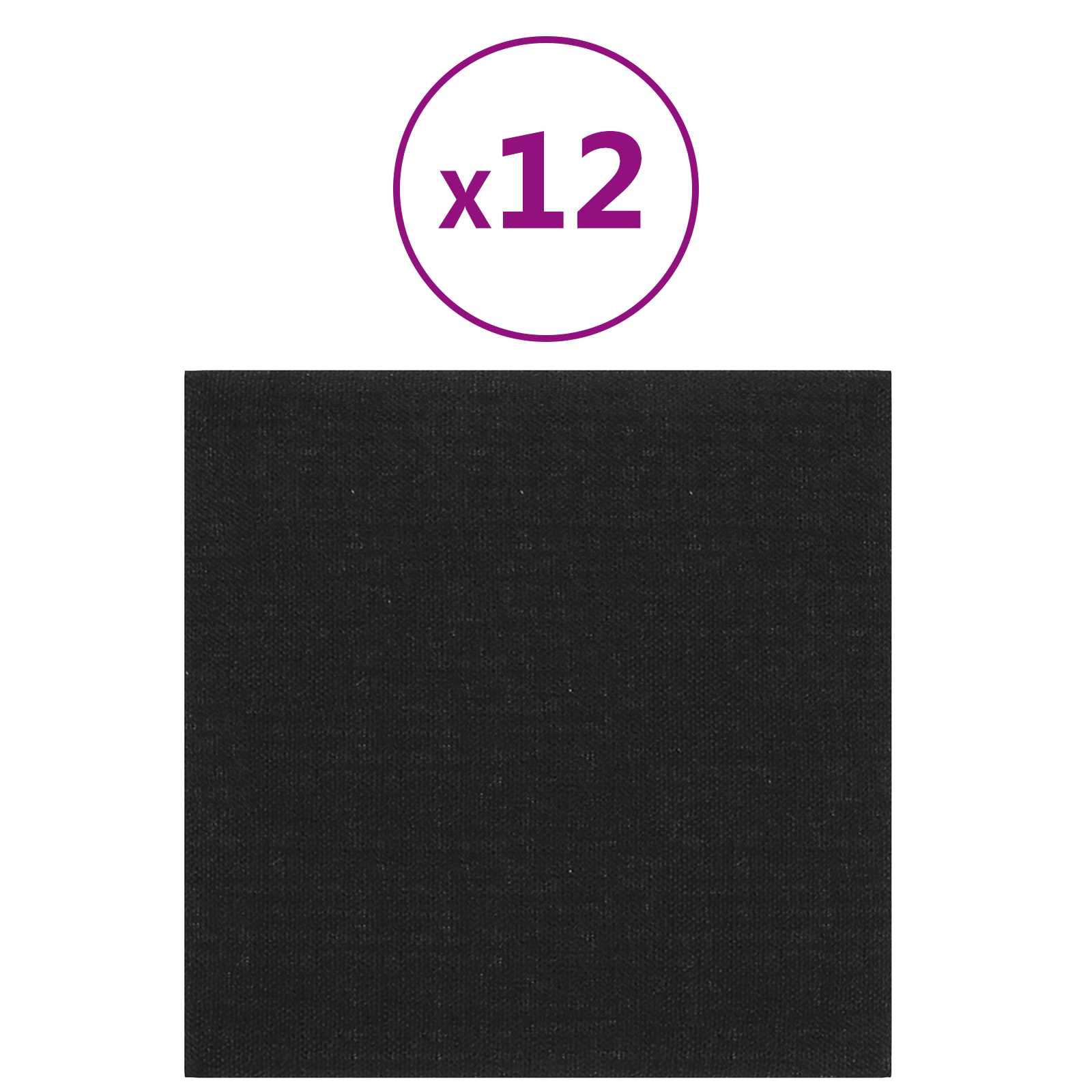Wandhoofdbord 12 pcs Zwart 30 x 30 cm Stof is nu te koop bij PeponiXL, paradijselijk wonen!