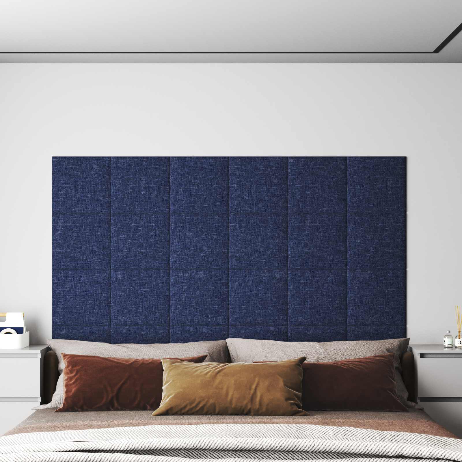 Wandhoofdbord 12 pcs Blauw 30 x 30 cm Stof is nu te koop bij PeponiXL, paradijselijk wonen!