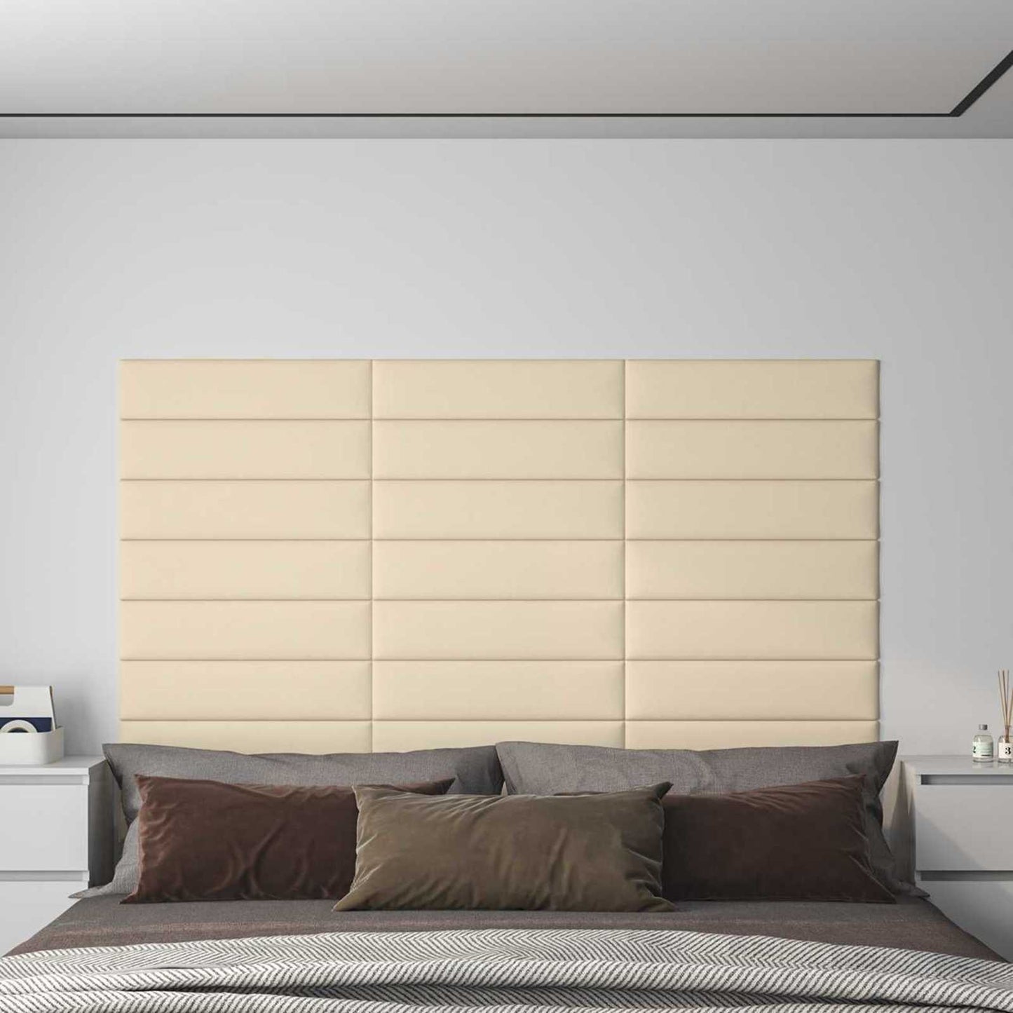 Wandhoofdbord 12 pcs Crème 60 x 15 cm Stof is nu te koop bij PeponiXL, paradijselijk wonen!