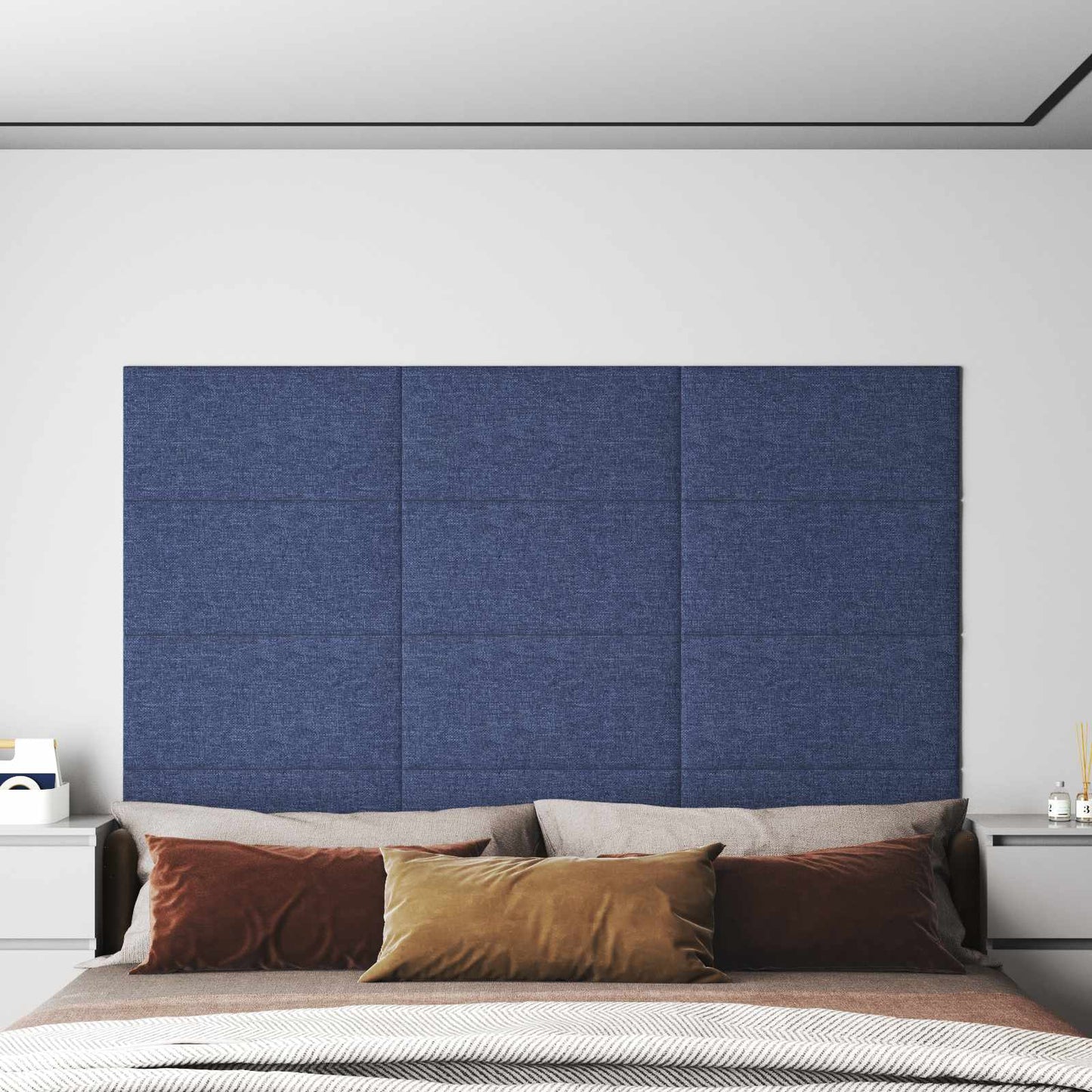 Wandhoofdbord 12 pcs Blauw 60 x 30 cm Stof is nu te koop bij PeponiXL, paradijselijk wonen!