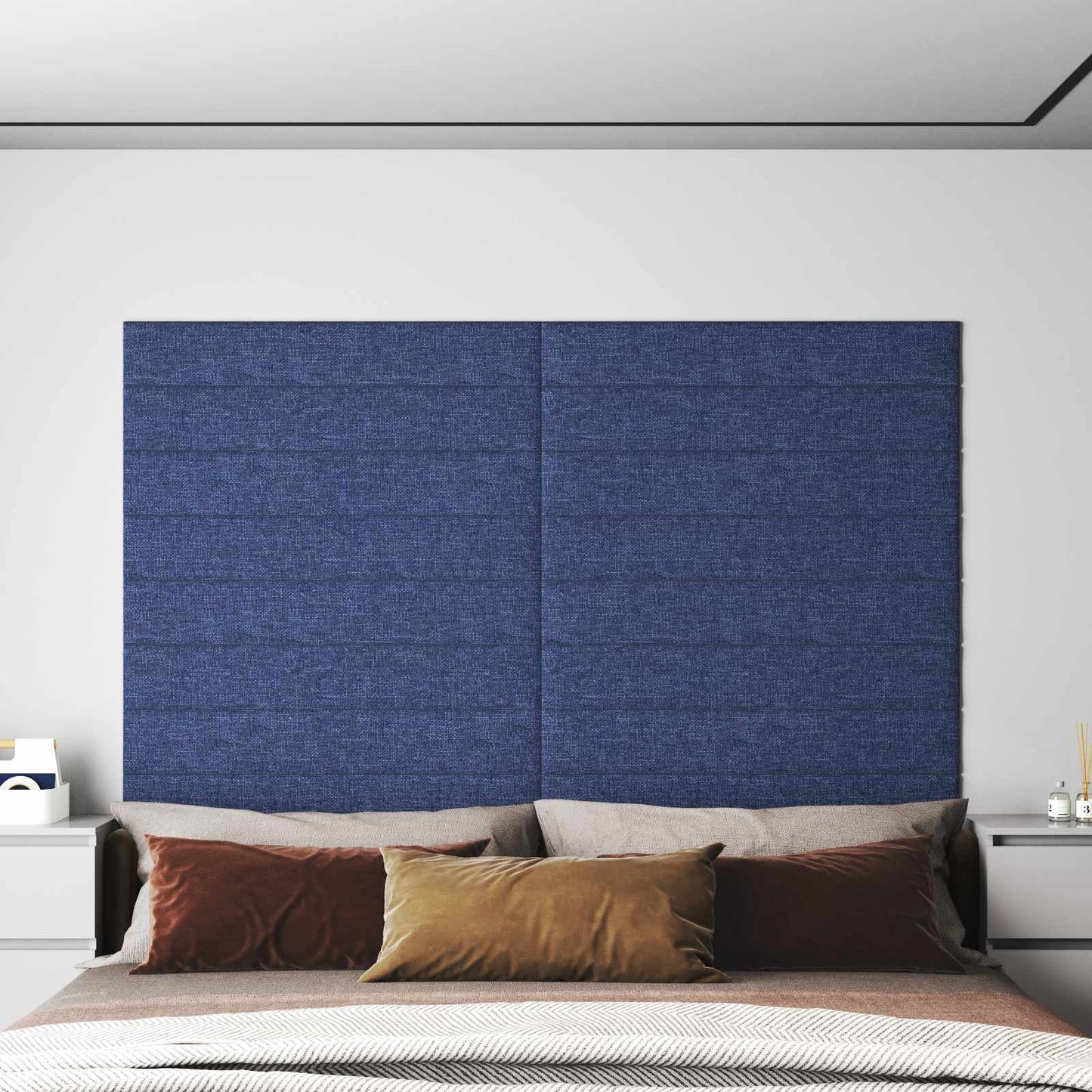 Wandhoofdbord 12 pcs Blauw 90 x 15 cm Stof is nu te koop bij PeponiXL, paradijselijk wonen!